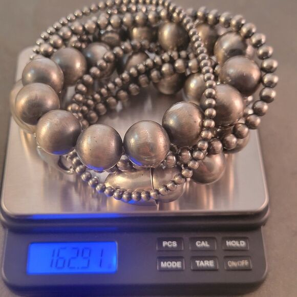 Sterling Six Strand Variable Bead Southwestern Necklace - Picture 9 of 10